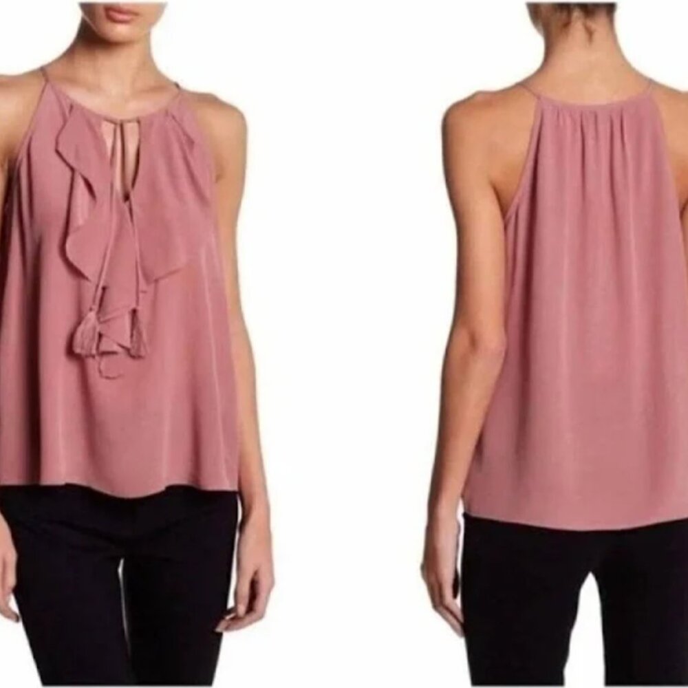 Joie Mauve Silk Ruffle Tank Top